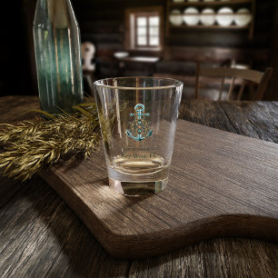 Maritimer Schiffsname Ankerparty Schnapsglas