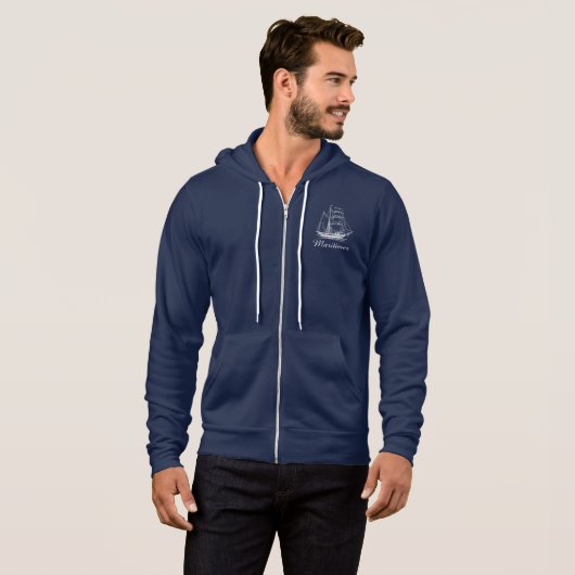 Maritimer SeeSegelschiffboot Hoodie (Vorne ganz)