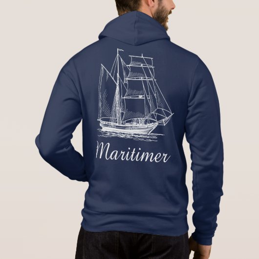 Maritimer SeeSegelschiffboot Hoodie (Rückseite)