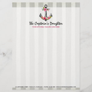 Maritimes Anker Aquarell Rosen Strand Boutique Briefkopf