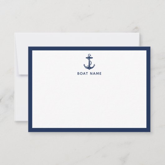Maritimes Anker Boot Name Benutzerdefiniert Dankeskarte (Vorderseite)