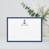 Maritimes Anker Boot Name Benutzerdefiniert Dankeskarte (Stehend Vorderseite)
