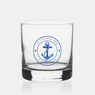 Maritimes Anker Boot Name Blaues Bootfahren Benutz Whiskyglas