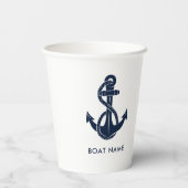 Maritimes Anker Boot Name Custom Pappbecher (Rückseite)