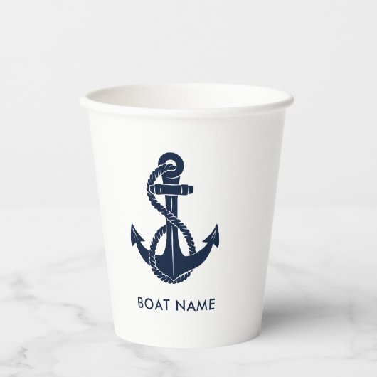 Maritimes Anker Boot Name Custom Pappbecher (Vorderseite)