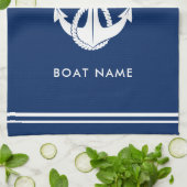 Maritimes Anker Boot Name Minimalistisch Benutzerd Geschirrtuch (Gefaltet)