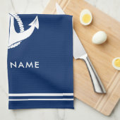 Maritimes Anker Boot Name Minimalistisch Benutzerd Geschirrtuch (Viertel Falte)