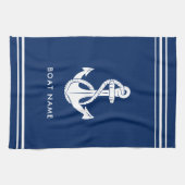 Maritimes Anker Boot Name Minimalistisch Benutzerd Geschirrtuch (Horizontal)