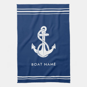 Maritimes Anker Boot Name Minimalistisch Benutzerd Geschirrtuch
