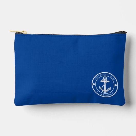 Maritimes Anker Boot Name Modern Maßgeschneidert Zubehörtasche (Vorderseite)