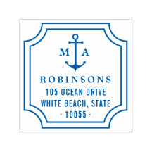 Maritimes Anker Doppelmonogramm Rücksendeadresse