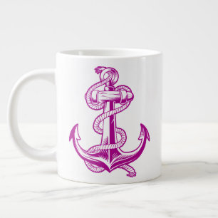 Maritimes Anker (Dunkles Rosa Lila) Jumbo-Tasse