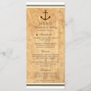 Maritimes Anker gerahmtes Vintage-Papier Hochzeits Menükarte