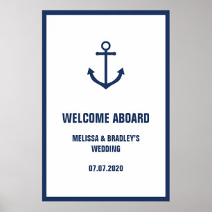 Maritimes Anker Hochzeit Willkommen an Bord Schild