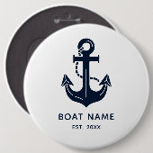 Maritimes Anker Jahr Personalisiertes Bootsgeschen Button (Vorne & Hinten)