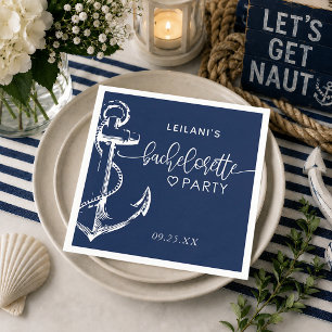 Maritimes Anker Junggesellinnenabschied Navy Blau Serviette