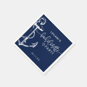 Maritimes Anker Junggesellinnenabschied Navy Blau Serviette (Ecke)