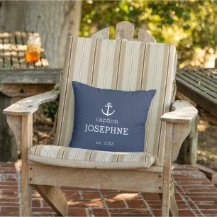Maritimes Anker Kompass Navy Blau Personalisiert Kissen