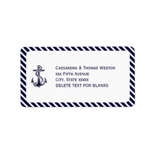 Maritimes Anker Marine Diagonalstreifen 2 LJ Adres Adressaufkleber