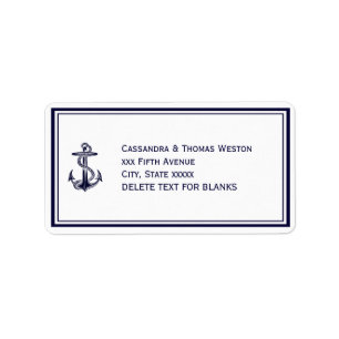 Maritimes Anker Marineblau gerahmt 2LJ Adresse Adressaufkleber
