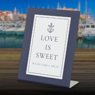 Maritimes Anker Marineblau Liebe ist süß Sockelschild
