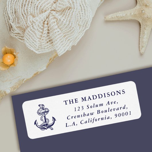 Maritimes Anker Marineblau & Weiß Rücksendeadresse