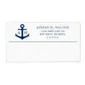 Maritimes Anker-Monogramm-Geschäfts-Rücksendeadres (Vorne)