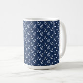 Maritimes Anker-Muster Kaffeetasse (VorderseiteRechts)
