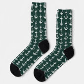 Maritimes Anker-Muster Kapitän und Crew Grün Socken (Linkes Detail)
