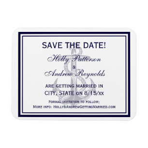 Maritimes Anker Navy Blau Gerahmt 2 Save the Date Magnet