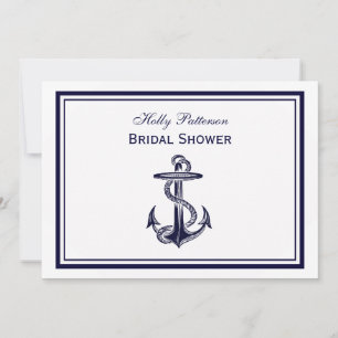 Maritimes Anker Navy Blau Gerahmt 2H Brautdusche Einladung