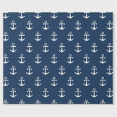 Maritimes Anker Navy Blau Muster Geschenkpapier (Flach)