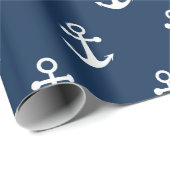 Maritimes Anker Navy Blau Muster Geschenkpapier (Rolleneckpunkt)