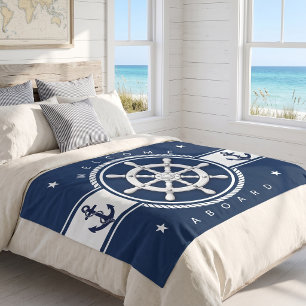 Maritimes Anker Navyblau Personalisiert Fleecedecke