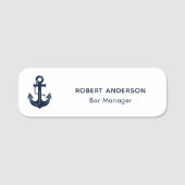 Maritimes Anker Personalisiertes Fachpersonal Namensschild (Vorderseite)