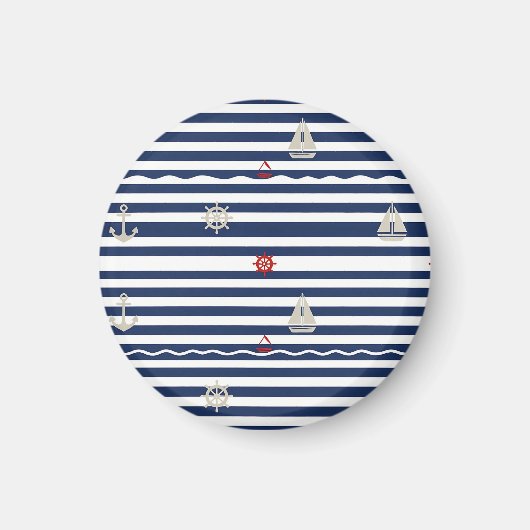 Maritimes Anker-Segelboot-Streifenmuster Magnet (Vorne)