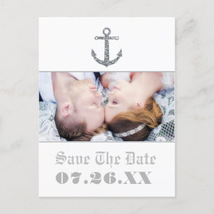 Maritimes Anker Silber Glitter Glam Foto Postkarte