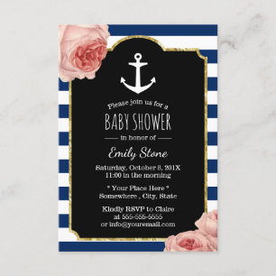 Maritimes Anker Vintage Florales Babyshower Einladung