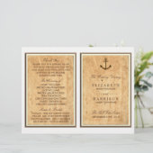 Maritimes Anker Vintage-Papier Hochzeitsprogramm (Stehend Vorderseite)