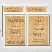 Maritimes Anker Vintage-Papier Hochzeitsprogramm (Vorne/Hinten)