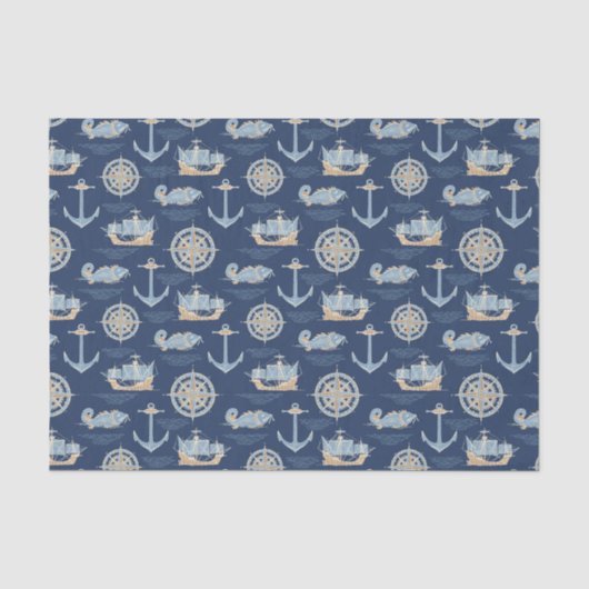 Maritimes Blau Seidenpapier (Vorderseite)