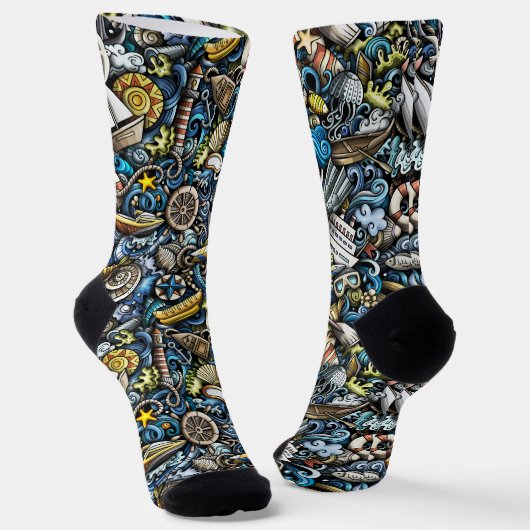 Maritimes Blau Socken (Gewinkelt)