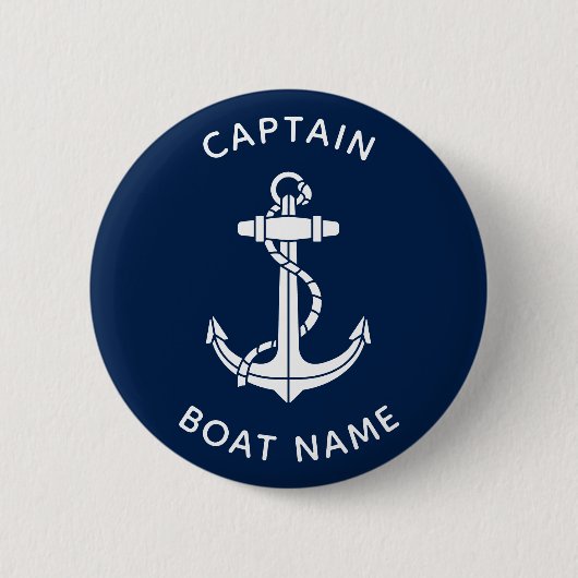 Maritimes Bootsanker und Name Kapitän Benutzerdefi Button (Vorderseite)