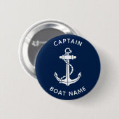 Maritimes Bootsanker und Name Kapitän Benutzerdefi Button (Vorne & Hinten)