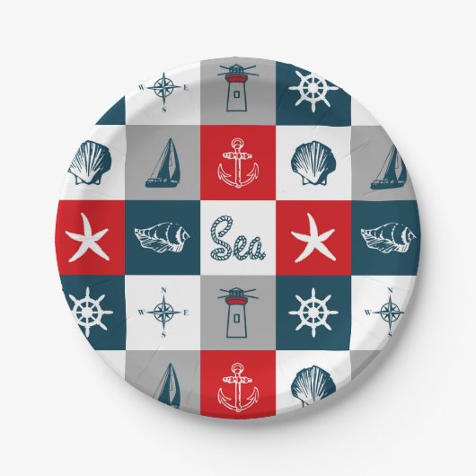 Maritimes Designmotiv Pappteller (Vorderseite)