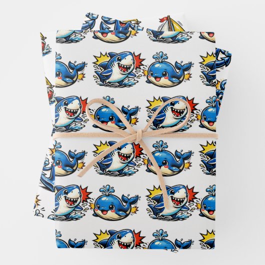 Maritimes Geburtstags-Pop-Art Geschenkpapier Set (Beispiel)