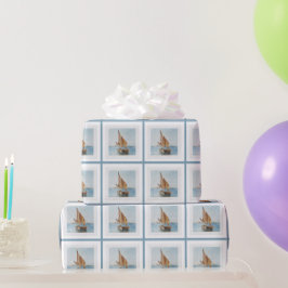 Maritimes Geschenkpapier Rolle | Küsten-Segelboot-