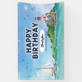 Maritimes Leuchtturm-Geburtstagsbanner Banner (Vertikal)