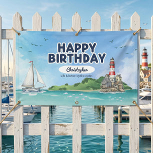 Maritimes Leuchtturm-Geburtstagsbanner Banner