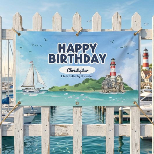 Maritimes Leuchtturm-Geburtstagsbanner Banner